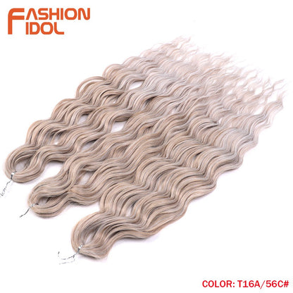 FASHION IDOL Cabelo de Crochê Torção Laranja Extensões de Cabelo Trançado de Onda Profunda Sintética Cabelo Onda de Água 24 Polegadas Fibra Resistente ao Calor