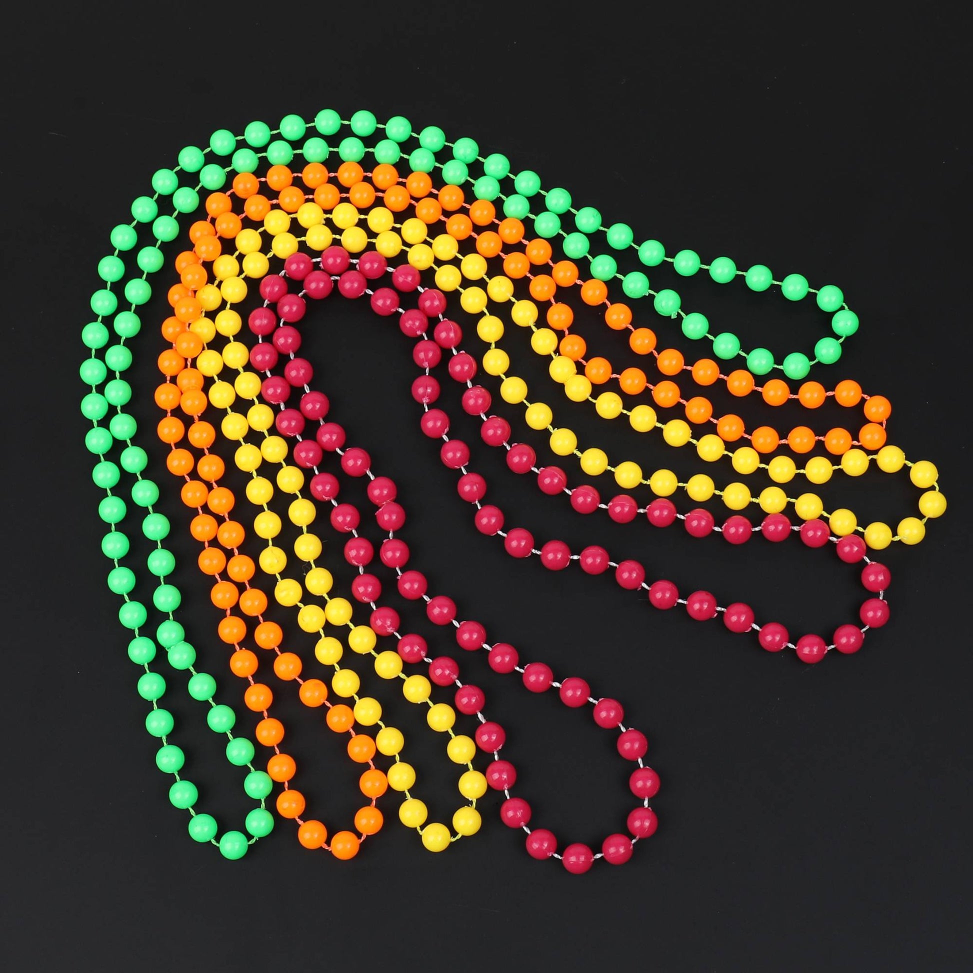 4PCS Connected Beads Necklace Bracelet Set Neon Colorful Beads String Collar Charm Bohemian Fluorescent Choker Birthday Gift