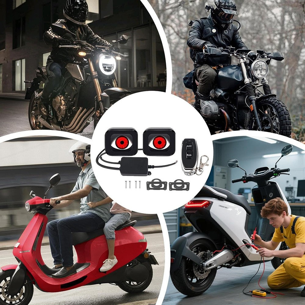 2pcs Motorcycle Devil Eyes Rearview Mirror Light Universal Dynamic LED Motorcycle Bike Handle Devil Eye with Switch Control