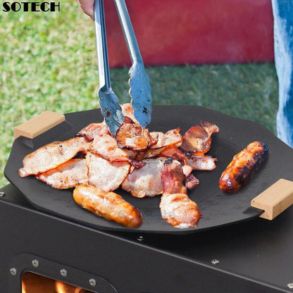 Fogão Multifuncional a Lenha para Acampamento Queimador Externo Portátil com Forno Barraca Fogão Caminhada Piquenique Churrasco Assar Aquecimento Pizza