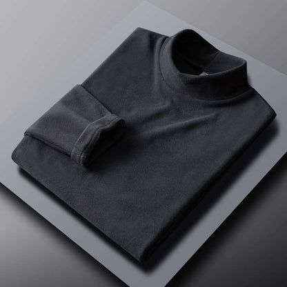 Hot Winter Warm Men Mock Neck Basic Plain T-shirt Blouse Pullover Long Sleeve Top Male Outwear Slim Fit Stretch Fashion Sweater