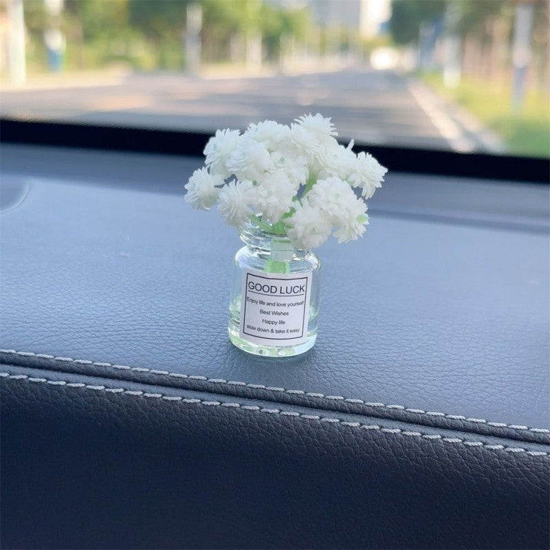 White Simulated Flower Vase Car Center Console Decoration Mini Vase Pink Purple Blue Yellow Simulated Flower Decoration