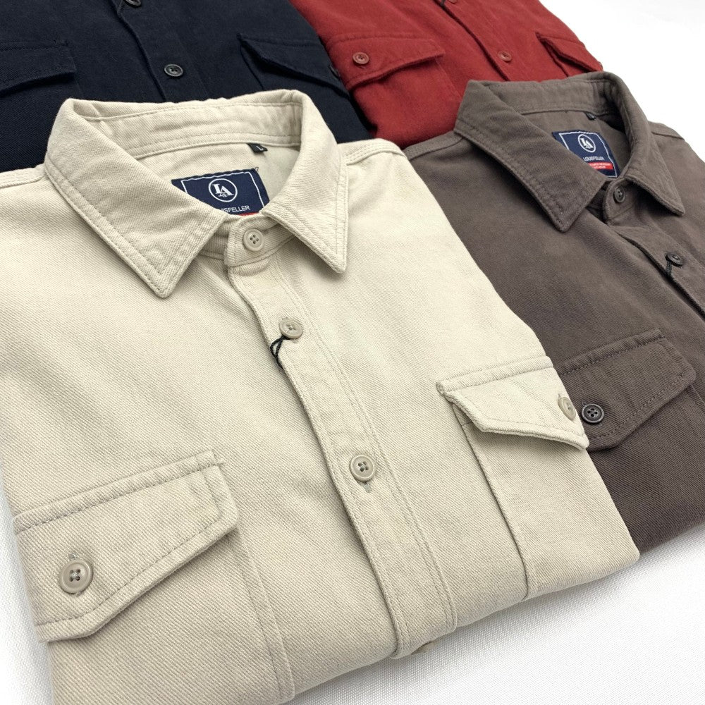 May Khaki heavy cargo double-pocket shirt men's cotton wash wool long-sleeved Japanese vintage loose coat