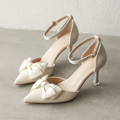 Salto Médio Sapatos Femininos Tendência Bico Fino Borboleta Stiletto Elegante Vestido Casamentos Festa de Noiva Branco Grife