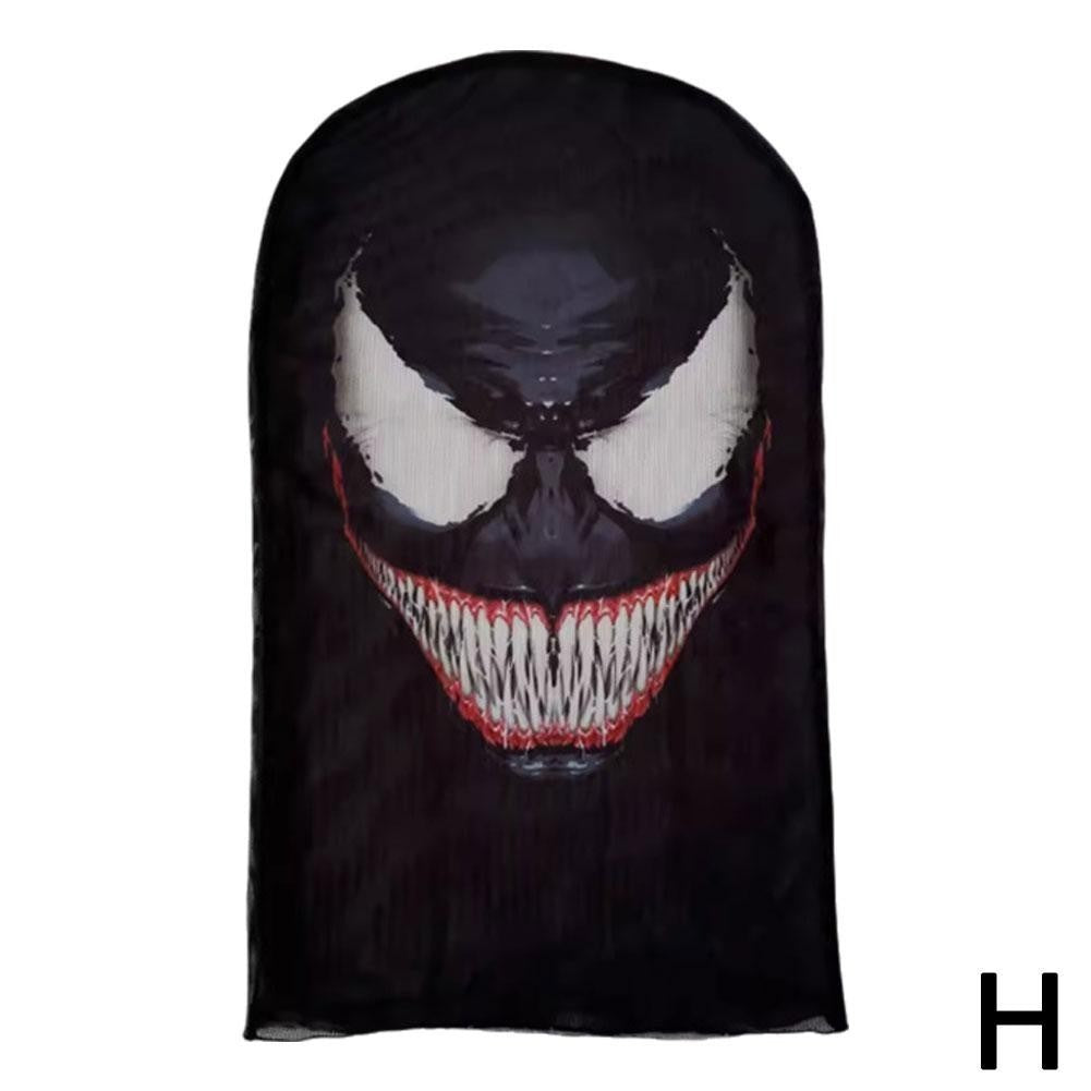 3D printed mask for role-playing full face covering elastic mesh printed mask fashionable Halloween makeup dance party headwear