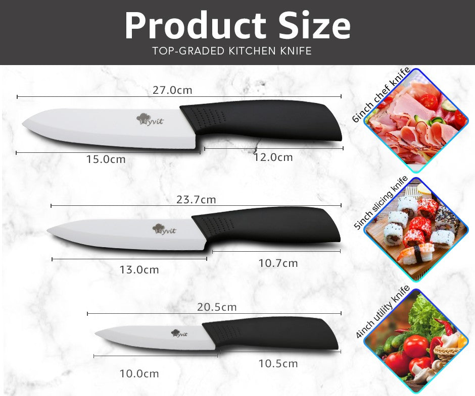 Conjunto de Facas de Cerâmica para Cozinha Profissional Faca de Cerâmica 3 4 5 6 Polegadas Faca de Descascar Frutas à Prova de Ferrugem para Fatiar Cortar Legumes