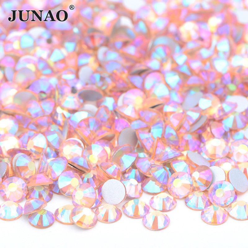 JUNAO Wholesale SS6 SS10 SS12 SS16 SS20 SS30 Flatback Glass Rhinestones Clear Cr