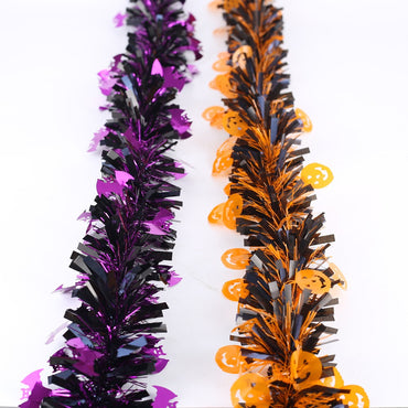 2m Halloween Decoration Ribbon - Pumpkin & Bat Color Bar, Haunted House DIY Garland for Spooky Party Atmosphere