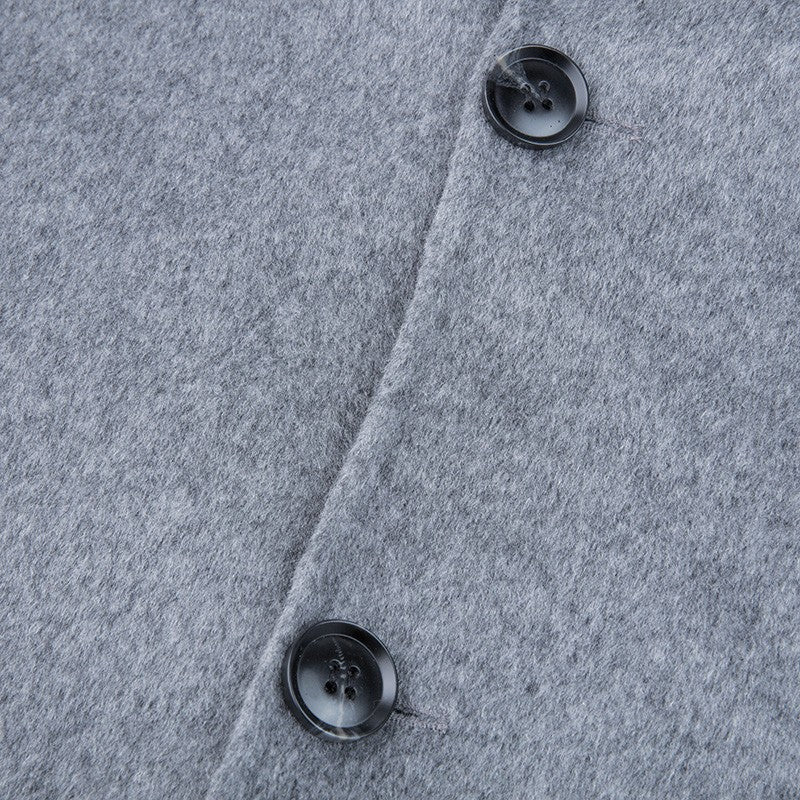 100% Wool Hand-Sewn Men's Coat Long Overcoats Boy Buttons Cardigan Long-style Woolen Coats Overcoat 2024 New