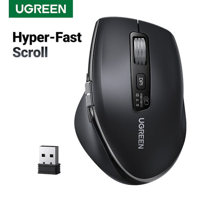 Mouse sem fio UGREEN de rolagem ultrarrápida Bluetooth 5.4 2.4G Ergonômico 5000DPI para MacBook Tablet Laptops Computadores PC