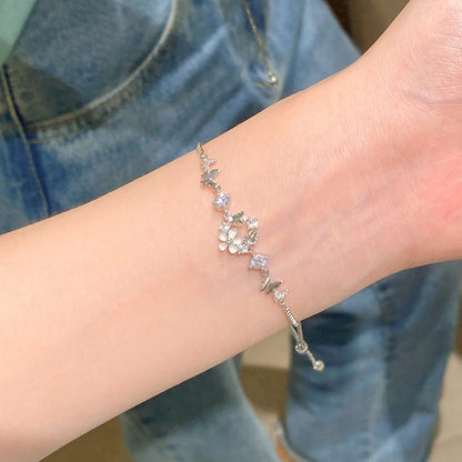 Pulseira de Tulipa de Opala Requintada com Zircônia para Mulheres Acessório Diário Personalizado da Moda Joias para Festas Presentes de Aniversário