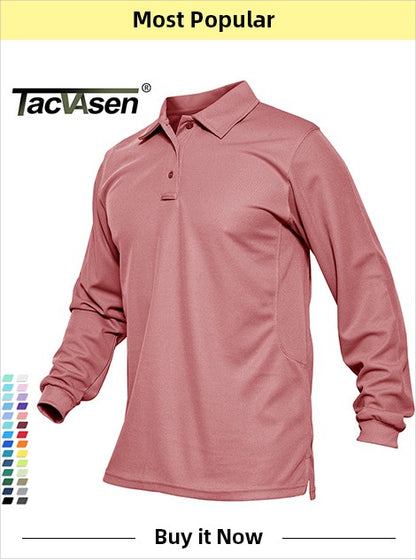 TACVASEN Summer Cargo Shirts Men's Mesh Breathable Long Sleeve Multi-Pockets Work Shirts Quick Dry Hiking Fishing Shirt Outdoor