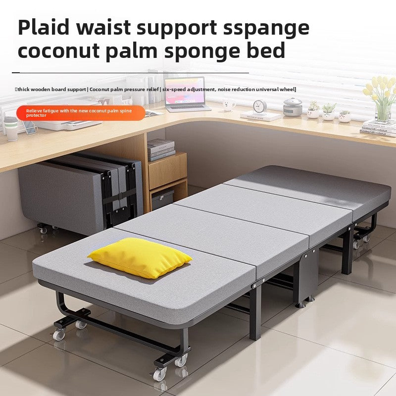 Cama dobrável, cama para pausa para almoço, cadeira para soneca, cama de acampamento portátil doméstica com tábua rígida para acompanhante.