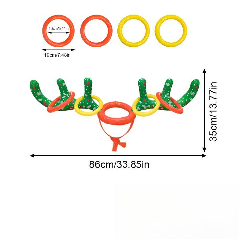 Inflatable Reindeer Antler Ring Toss Game Set - Perfect for Christmas, Halloween & Easter Parties - PVC Material, Excluding Pump