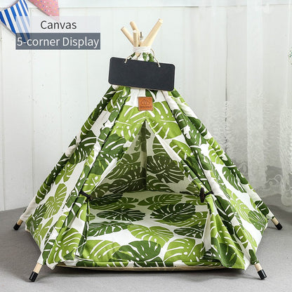 Tenda Tipi para Gatos e Cães, Portátil, Removível, Lavável, Casinha Interna para Filhotes com Almofada e Lousa, Cama para Gato