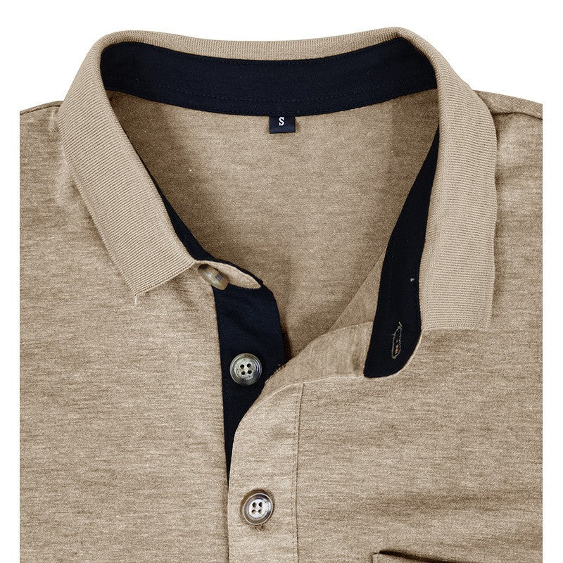 Spring Trend Men's Long Sleeve Casual Tshirt Solid Lapel Button Up Pullover Tops Autumn Turn Down Collar Bottoming Polo Shirt