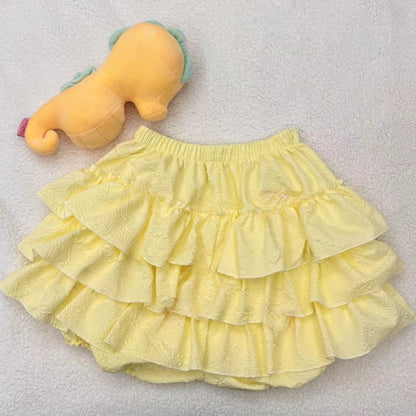Japanese Kawaii Yellow Cake Skirts Women Casual Y2k Clothing Harajuku Cute Skirts Female Outwear Chic Party Bow Cosplays Girls