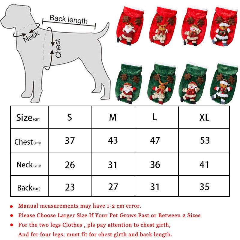 Roupas de Natal para Cães Outono e Inverno Flannel Gatos Cães Moletons Roupas para Animais de Estimação para Cães Pequenos e Médios Fantasia de Natal para Cães e Gatos