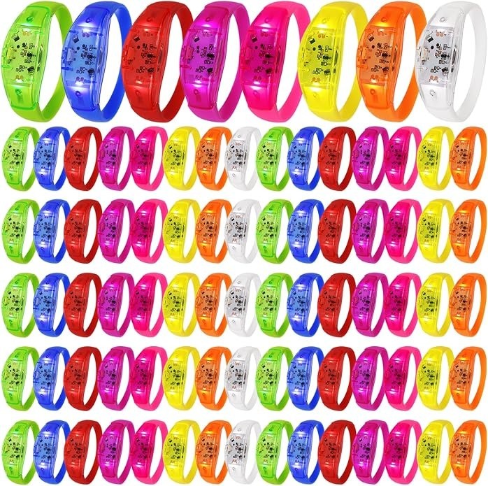 150 Pcs LED Glow Bracelets Sound Activated Light Up Bracelets For Adults Glow In The Dark Party Supplies