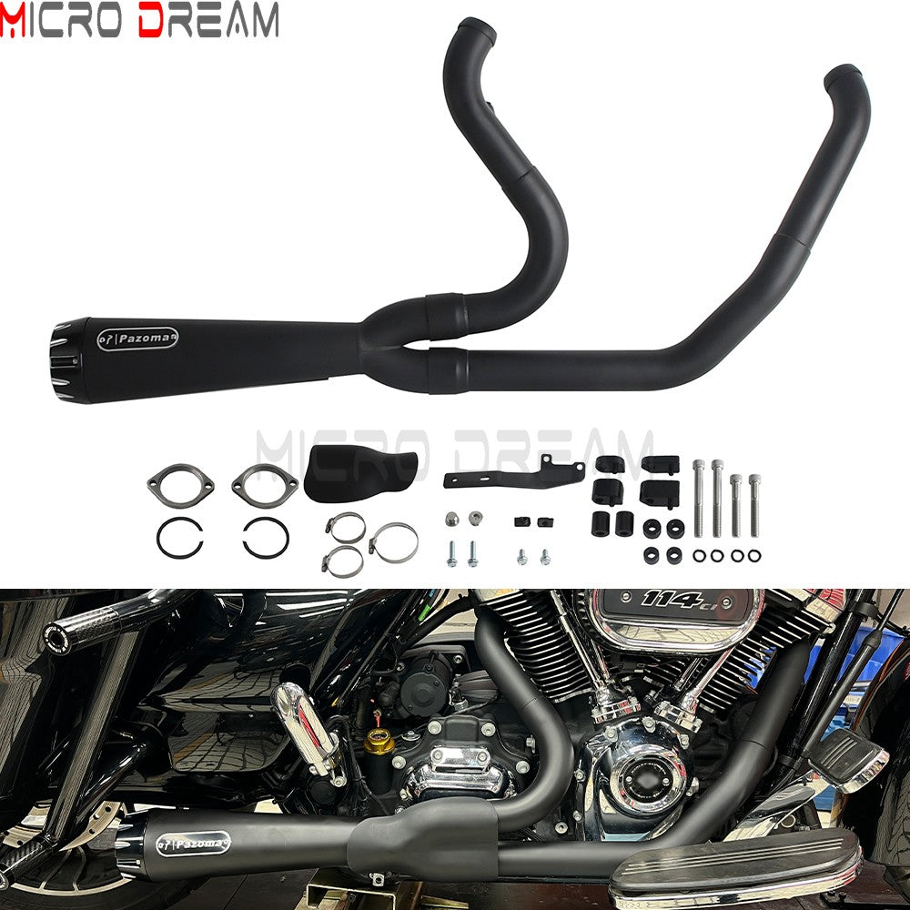 2 into 1 Motorcycle Engine System Pipe Slip on Exhaust Mufflers For Harley Street Glide ST FLHXST EFI FLHX Special FLHXS 2017-25