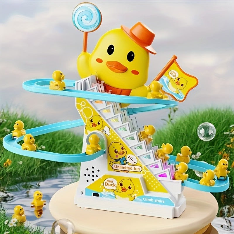 Brinquedos Musicais de Pato Subindo Escadas com Luzes e Música para Crianças Presentes de Aniversário Patinhos Brinquedos para Meninas