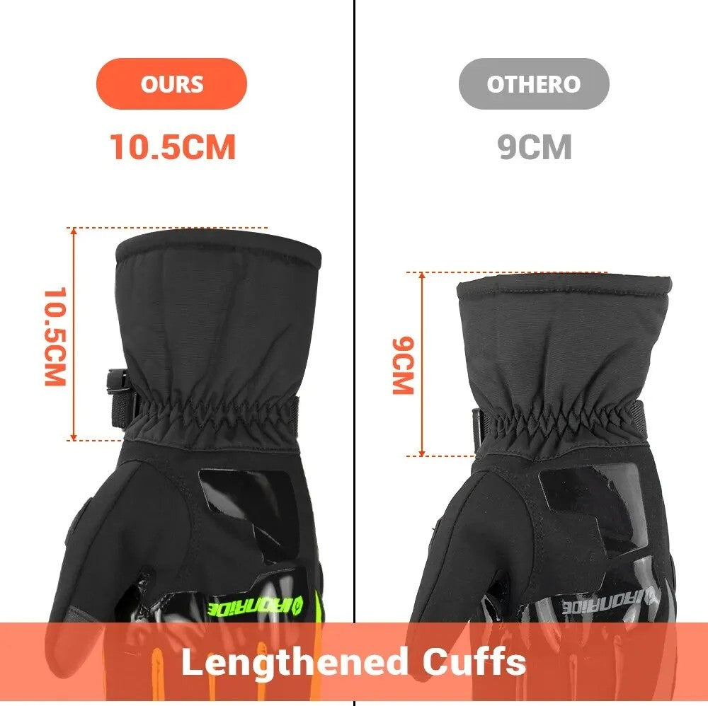 Luvas de Motocicleta Impermeáveis Masculinas de Inverno Luvas Protetoras de Motocicleta Quentes à Prova de Vento para Motocross com Tela Sensível ao Toque