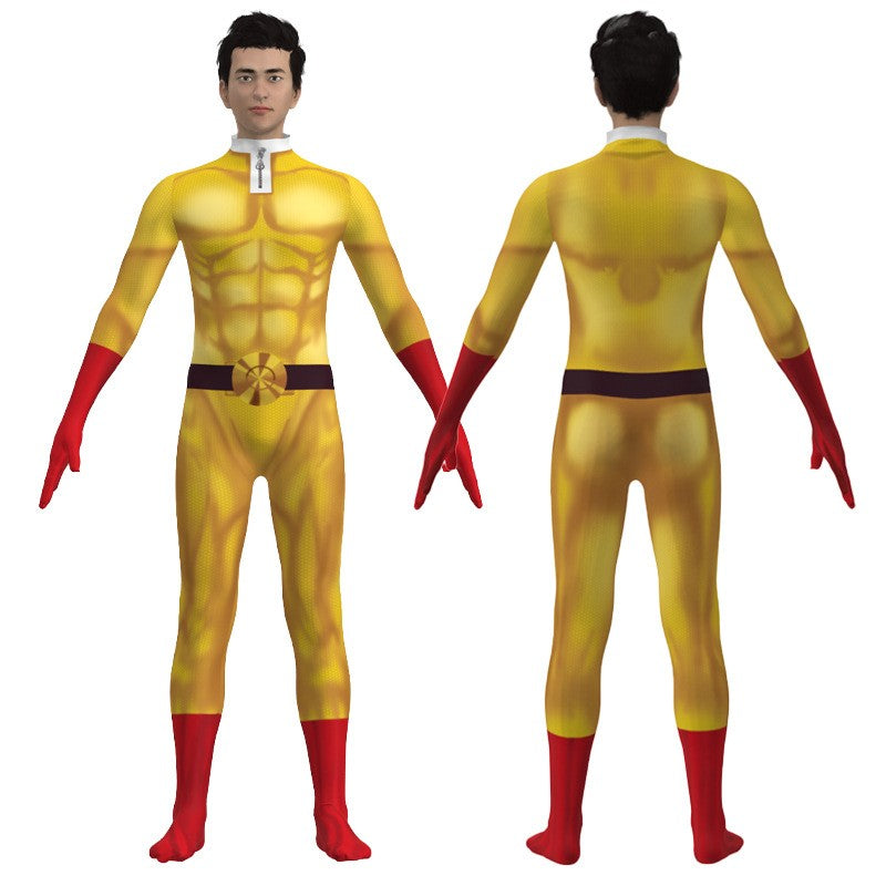 One Punch Man Cosplay Costumes For  Saitama Anime Cosplay Bodysuit Superhero Halloween Jumpsuits Outfits with Cloak Role