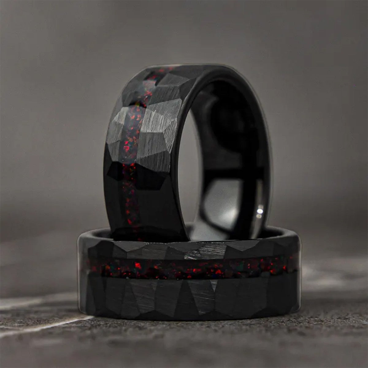 Anéis de Tungstênio Preto 8MM anéis de compromisso masculinos de moda joias masculinas alianças de casamento opala anéis de noivado presente