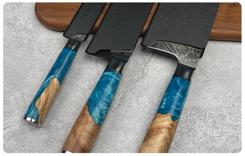 Grandsharp Kit de Proteção de Lâmina de Faca 8 Peças Preto Universal ABS Plástico Não Tóxico Livre de BPA Forro de Feltro Ferramentas de Cozinha para Chef