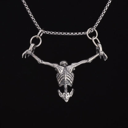 Colar Masculino Caveira Prisioneira Banhado a Prata, Acessório de Joia Gótica para Motociclistas, Punk Rock e Halloween