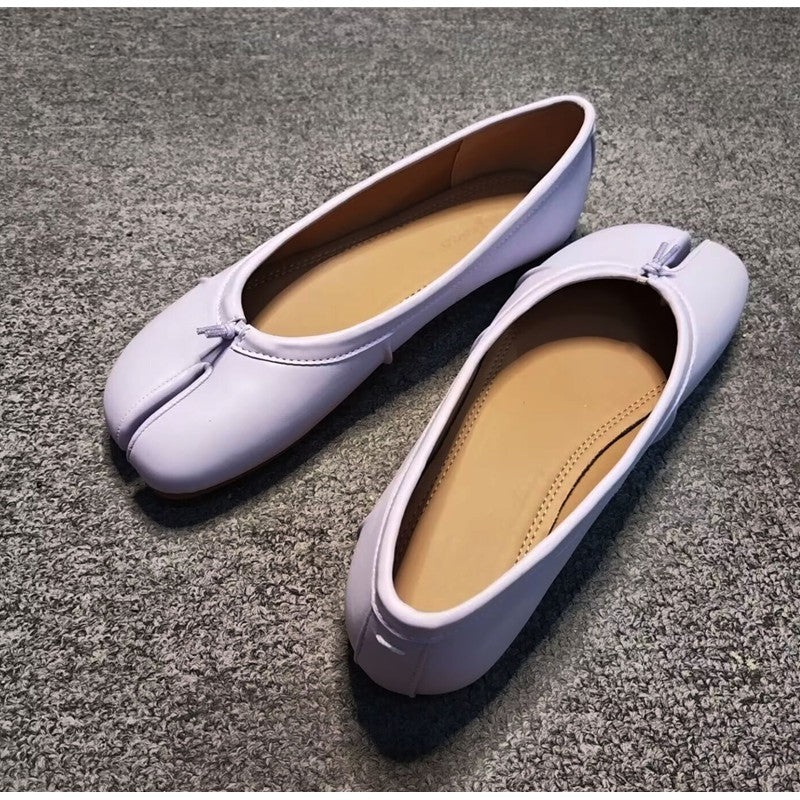 Fashion Soft Leather Split Toe Women Tabi Ballet Flats Spring Autumn Comfortable Walking Lazy Loafers Casual Girls Dance Shoes