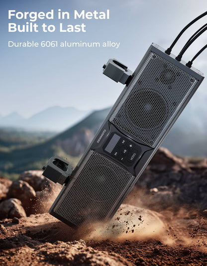 UTV 16in Speaker Metal Sound Bar IP65 Waterproof Golf Cart Sound Bar ATV Speaker Bluetooth with RGB Fits 1.25 in - 2 in Roll Bar