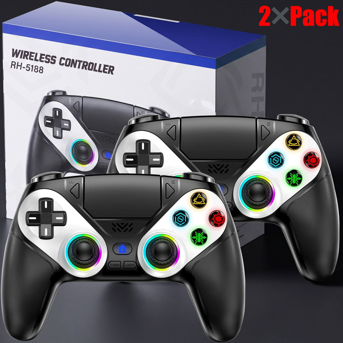 Gamepad For Playstation 5 PS5 Pro/Slim/PC,RGB Wireless Controller  6-Axis Gyro Dual Shock Turbo&Marco Programable Game Controle