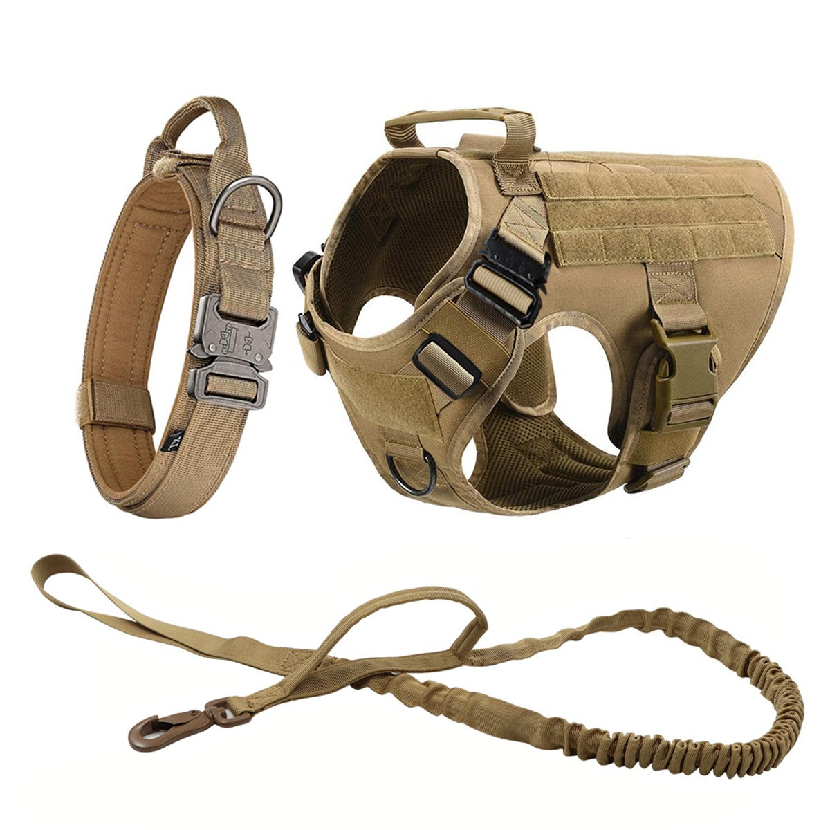 Coleira Peitoral Tática para Cães com Alça e Bolsas Molle para Cães de Porte Médio e Grande, Colete Militar de Treinamento para Pets, Coleira Ajustável para Cães de Serviço