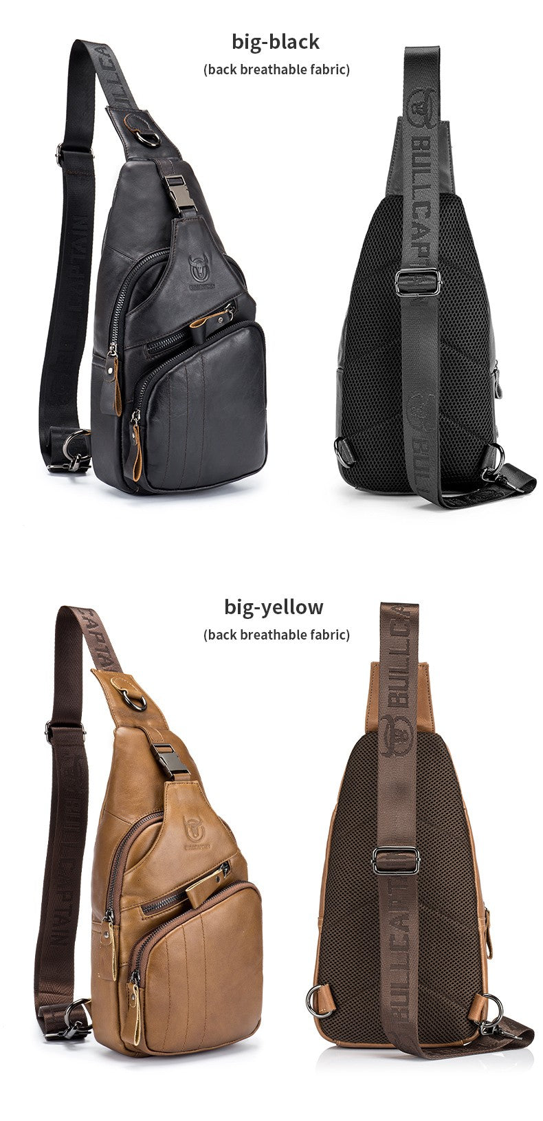 BULLCAPTAIN Bag Genuine Leather Chest Bag Men's Fashion Style Casual Straddle Bag Business Large Capacity Leather Men's Luggage