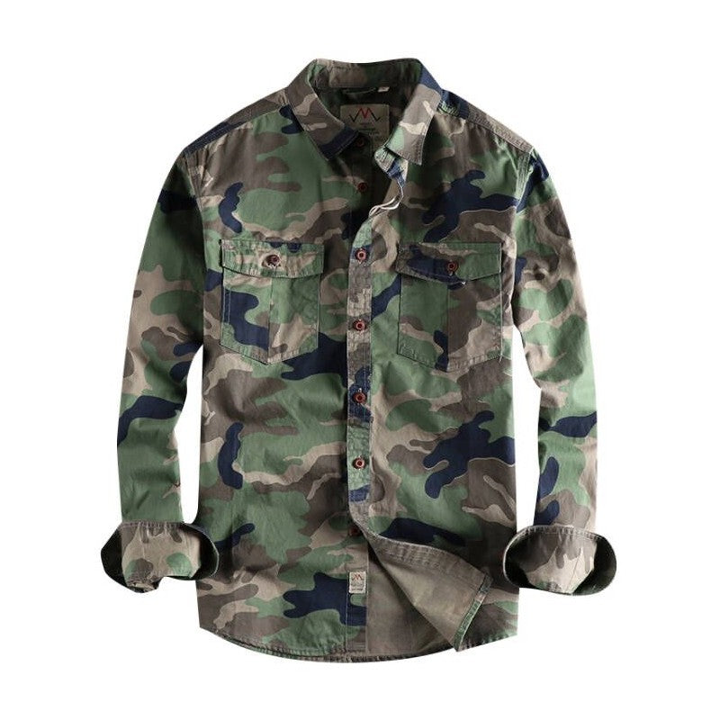 [24hour Fast Shipping] Men Camouflage Cargo Shirts High Quality Durable Outdoor Hiking Sport Daily American Style Casual Camicia