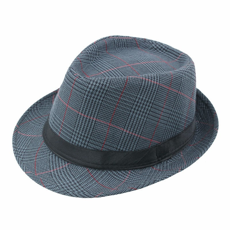 Check Fedora Middle-aged and elderly spring/summer leisure gentleman jazz hat men's artistic sunshade Party Bucket hat