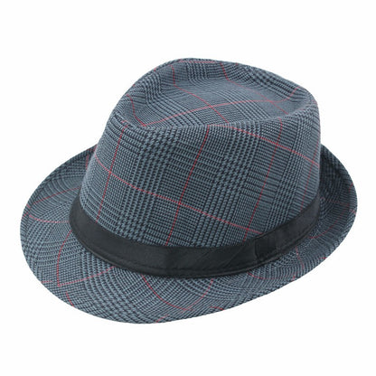 Check Fedora Middle-aged and elderly spring/summer leisure gentleman jazz hat men's artistic sunshade Party Bucket hat