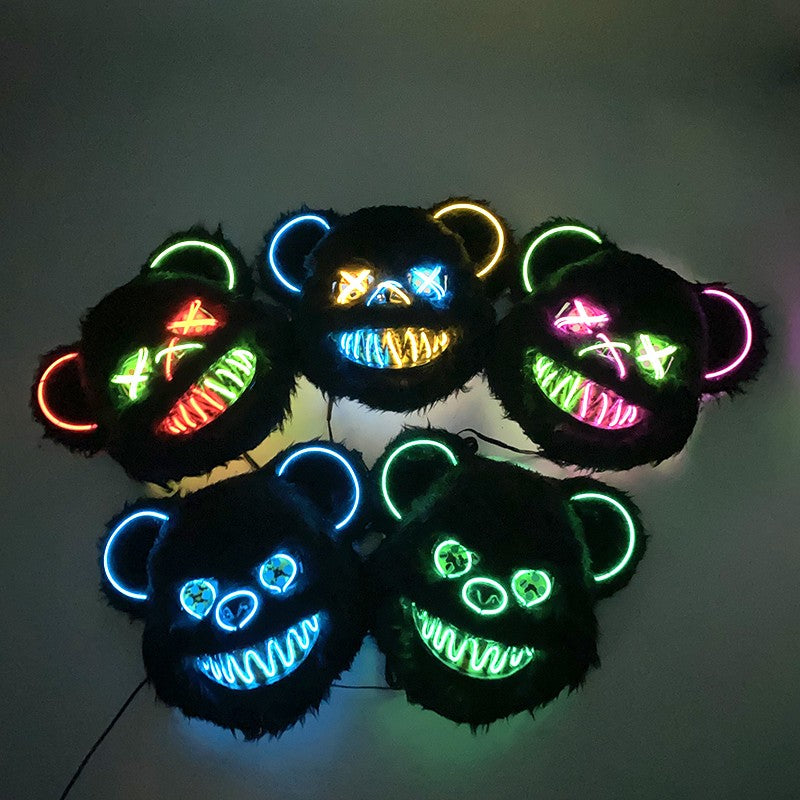Hot Bloody Rabbit Bear Luminous LED Mask Halloween Horror Bunny Mask Carnival Party Props Cosplay Dress Up Headgear
