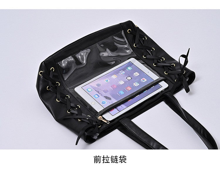 New Original Spicy Girl Cool Ita Bag Large Capacity Transparent Pain Layer Crossbody Bag Love Chain Ulzzang Shoulder Bag Handbag