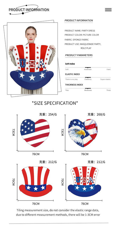? US Independence Day Limited ? Adult COS costume set USA hat props cosplay costume parade party National Day costume