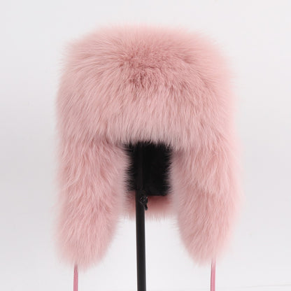 2025 Novo Chapéu Feminino Ushanka Russo de Pele de Raposa Natural Inverno Grosso Quente Orelhas Moda Chapéu Bomber Senhora Gorro Genuíno de Pele de Raposa Real