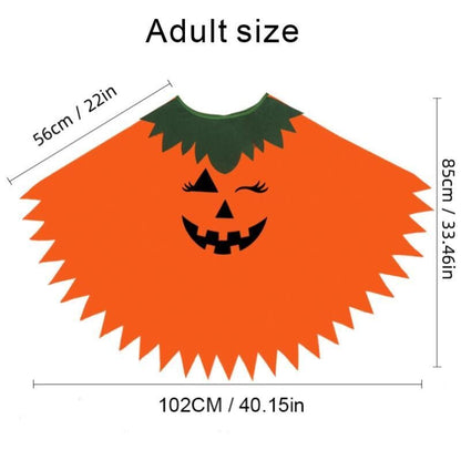 Adult Pumpkin Luminous Halloween Costume Glow In The Dark Face Print Orange Cape With Headband Unisex Fancy Scary Cosplay Outfit