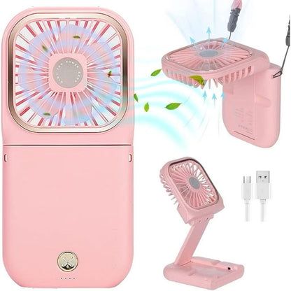 Mini Portable Folding Hanging Neck Fan With Rope/Rechargeable USB Mobile Phone Holder for Outdoor Travel