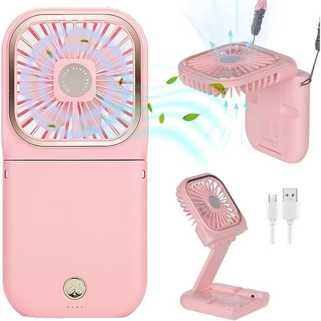 Mini Portable Folding Hanging Neck Fan With Rope/Rechargeable USB Mobile Phone Holder for Outdoor Travel