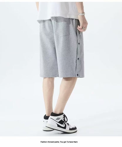 Shorts totalmente abertos para homens no verão em estilo coreano, use calças soltas casuais esportivas de 5 pontos para casais