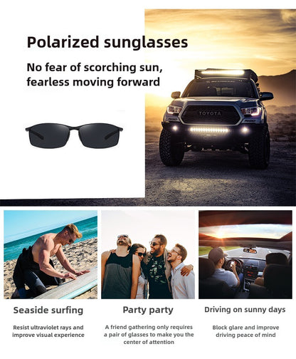 Óculos de Sol Polarizados com Armação de Metal e Lentes Fotocromáticas, Visão Noturna, Adequados para Esportes, Ciclismo, Pesca, Condução e Acampamento