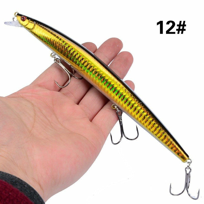 16 Cores 18cm 24g Isca Artificial Minnow Laser Crankbait Dura Plástico Grande Isca Falsa para Pesca Marítima