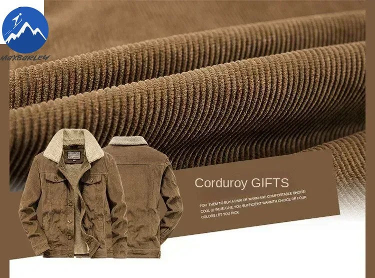 Male Cotton Jackets Padded Warm Loose Parka Coat Corduroy Short Jacket Man Solid Fur Collar Windbreaker Winter Men Fleece Jacket
