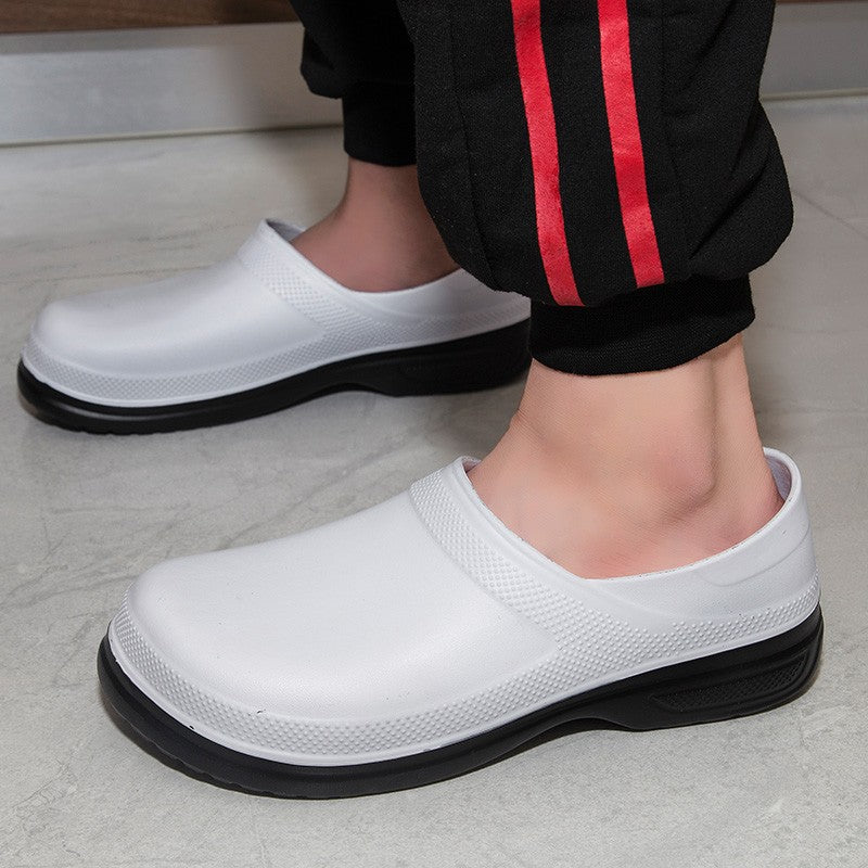 High Quality Chef Shoes Non-slip Waterproof Oil-Proof Kitchen Cook Flat Working Shoes Hotel Restaurant Clogs Men Slippers Flat